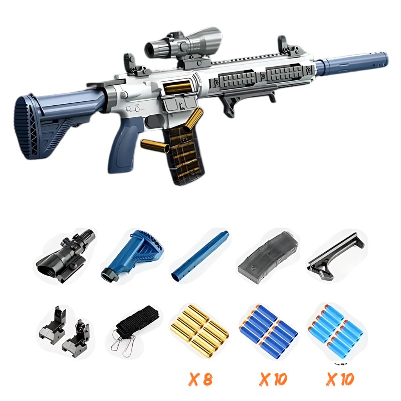 The ultimate shell ejecting airsoft rifle, blending precision with futuristic aesthetics.