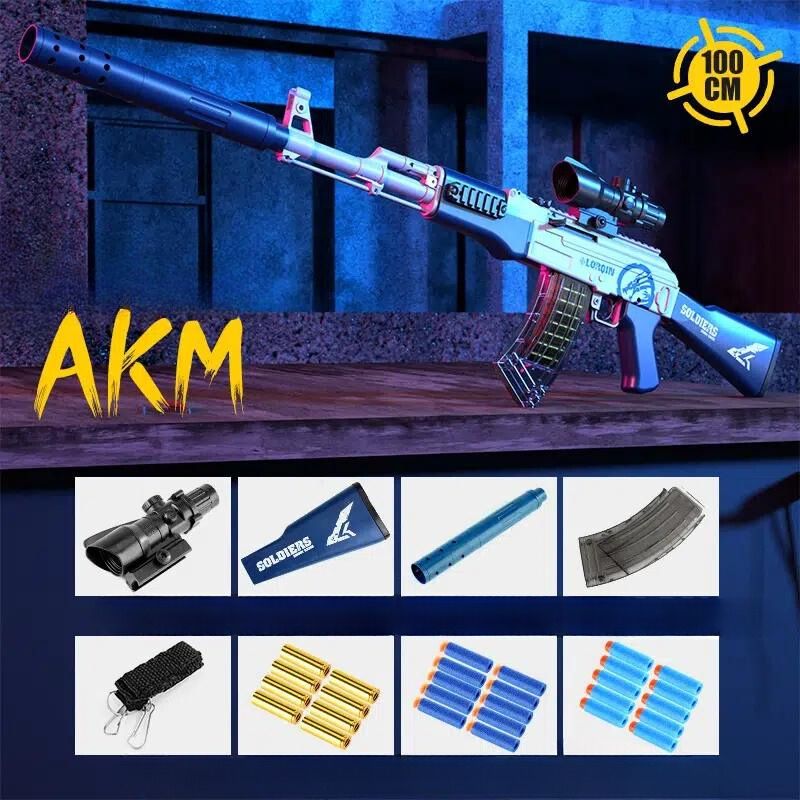 dart gun akm with shell ejection wildfire marksman 6 Dart Toy Gun with Shell Ejection "Wildfire Marksman"